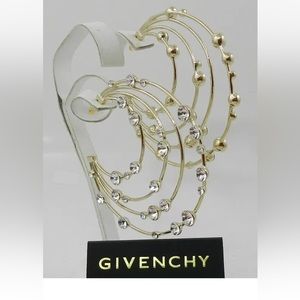 NWT Givenchy Earrings - big gold hoops, 4 layers w/ clear rhinestones/ crystals